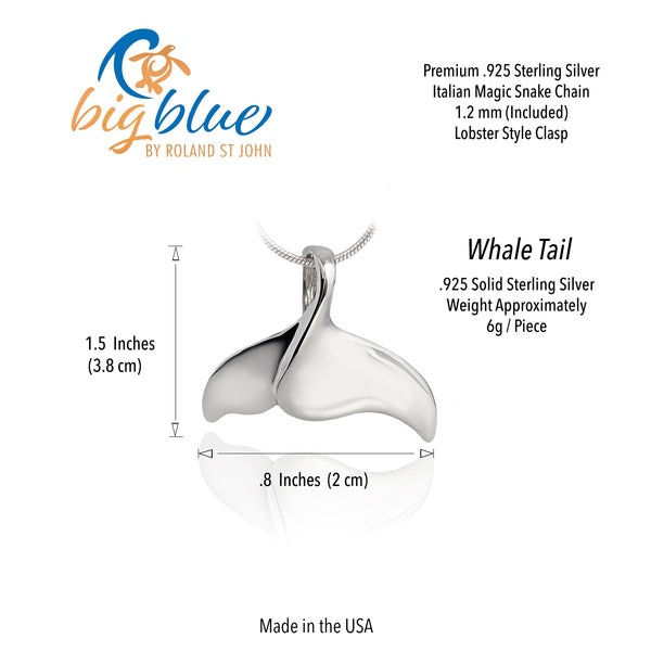 Whale Tail Necklace for Men and Women Sterling Silver