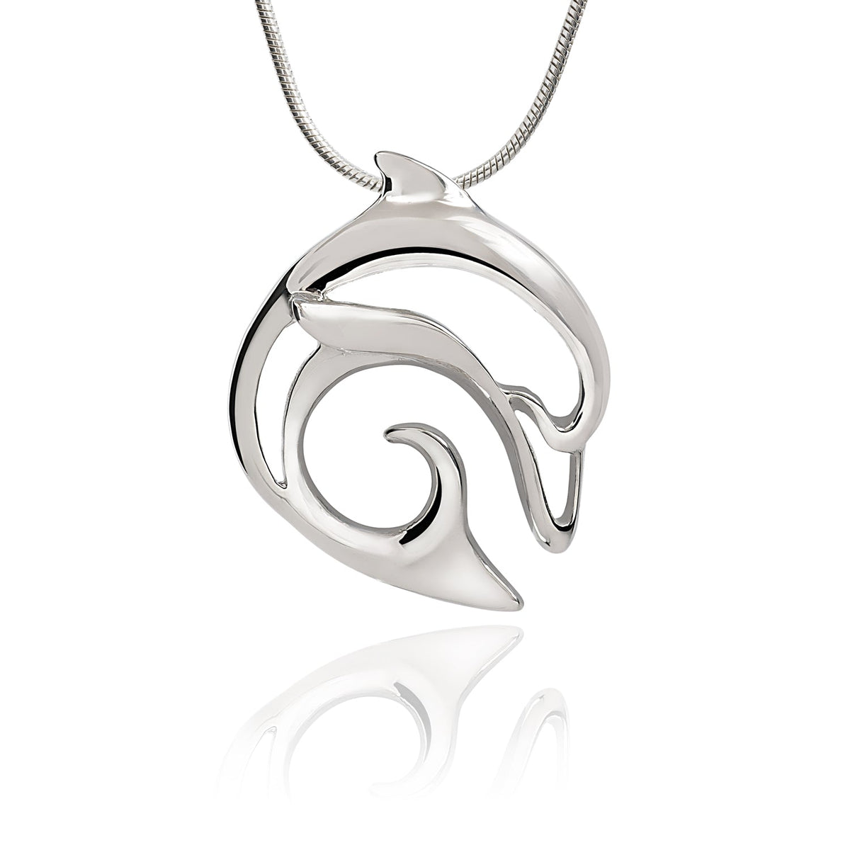 Dolphin Pendant Necklace Sterling Silver