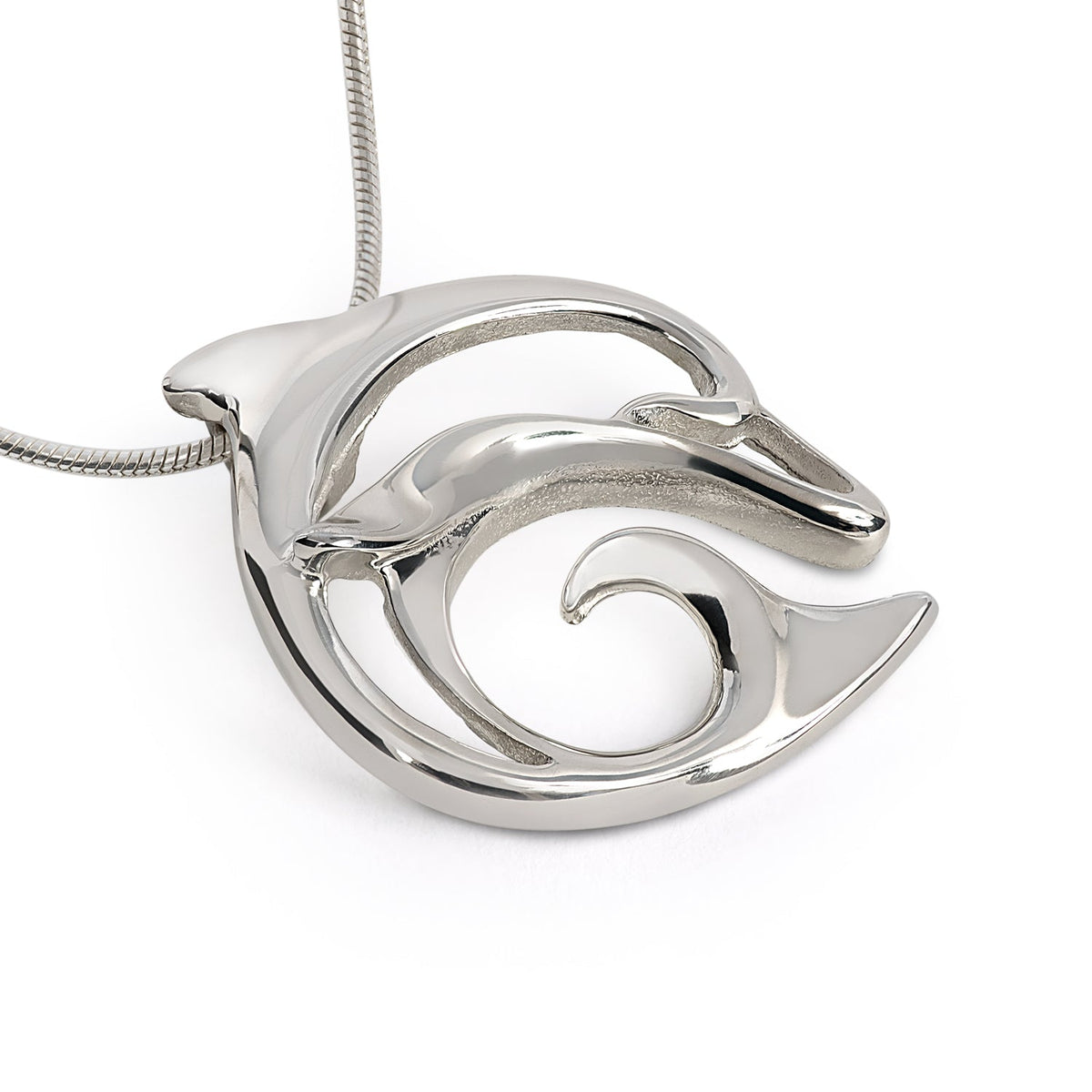 Dolphin Pendant Necklace Sterling Silver