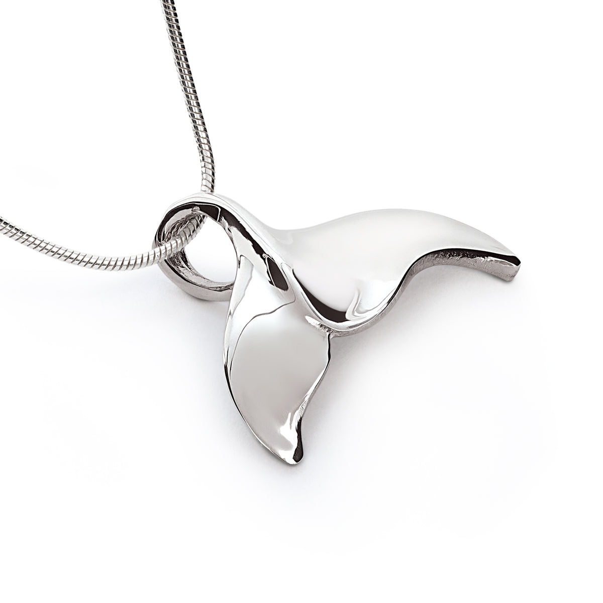 Whale Tail Necklace for Men and Women Sterling Silver